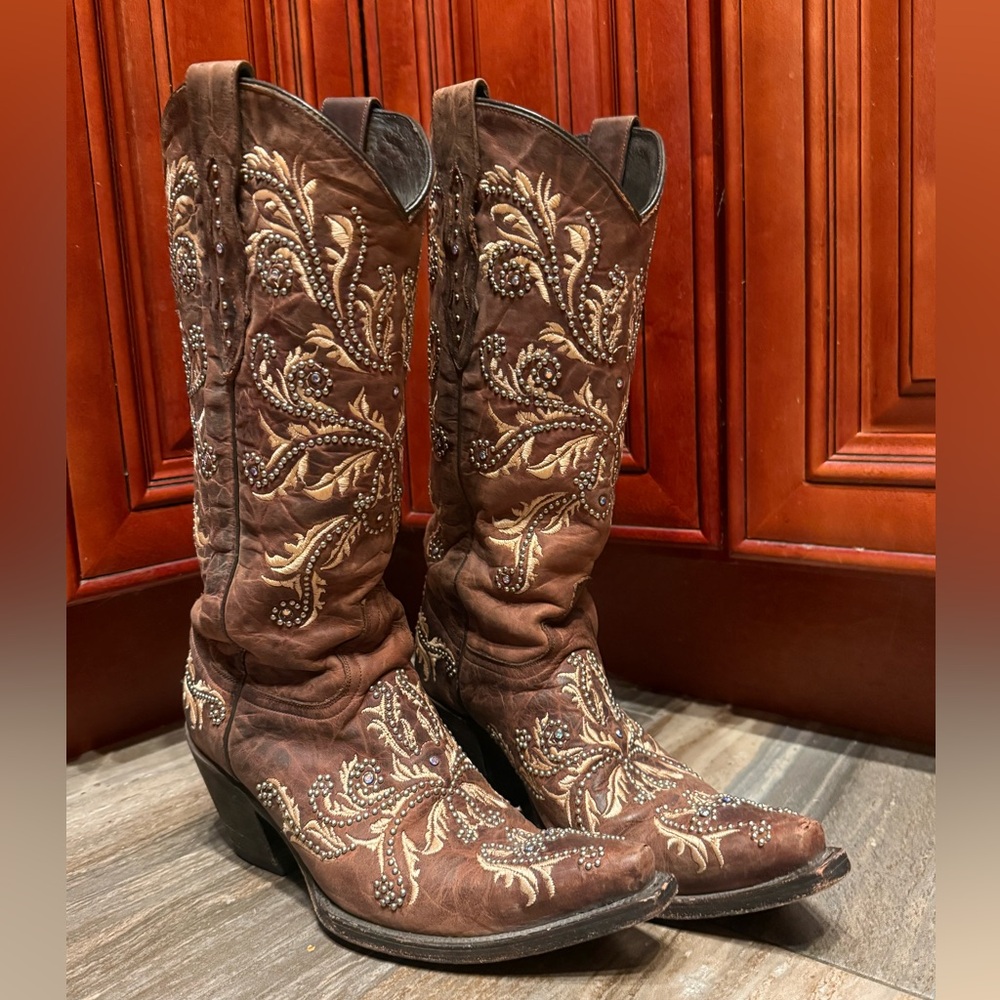 Lucchese Angelina Cowboy Boots Aurora Borealis Swarovski Crystal Wedding Rodeo